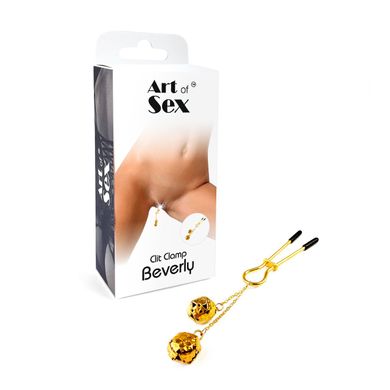 Затискач для клітора з бубонцями Art of Sex - Beverly clit clamp, Золото