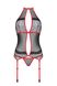 Корсет з пажами PassionSATARA CORSET L/XL red, стрінги, мереживо, застібки спереду та ззаду