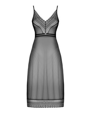 Напівпрозора довга сорочка Obsessive Estiqua chemise XL/2XL, чорний, асиметричний крій