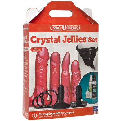 Набір для страпона Doc Johnson Vac-U-Lock Crystal Jellies Set, діаметр 3,8см, 2×4,5см, 5,1 см