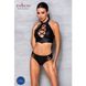 Комплект из эко-кожи Nancy Bikini black L/XL - Passion, бра и трусики с имитацией шнуровки