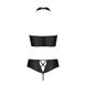 Комплект з еко-шкіри Nancy Bikini black L/XL - Passion, бра та трусики з імітацією шнурівки