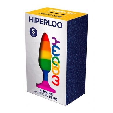 Силіконова анальна пробка Wooomy Hiperloo Silicone Rainbow Plug S, діаметр 2,4 см, довжина 9 см