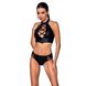 Комплект из эко-кожи Nancy Bikini black S/M - Passion, бра и трусики с имитацией шнуровки