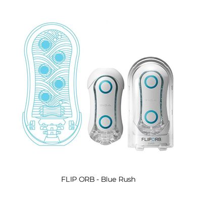 Мастурбатор Tenga FLIP ORB — Blue Rush, с изменяемым сжатием, со стимулирующими шариками внутри