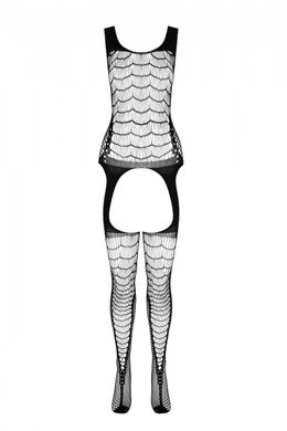 Сетчатый телесный бодистокинг с двойным плетением и подвязками Casmir CA007