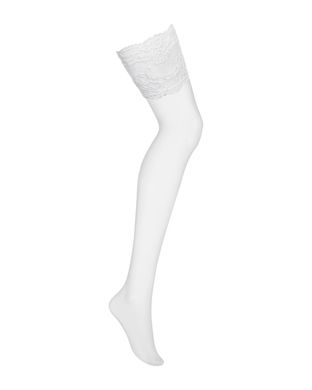 Панчохи під пояс із широким мереживом Obsessive 810-STO-2 stockings S/M, білі