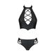 Комплект из эко-кожи Nancy Bikini black XXL/XXXL - Passion, бра и трусики с имитацией шнуровки
