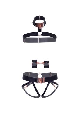 Комплект атласных ремней для бондажа Leg Avenue Satin elastic harness Set, One size, Black