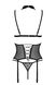 Корсет з відкритими грудьми Passion DOMINICA CORSET L/XL black, пажі для панчіх, стрінги