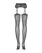 Чулки-стокинги с растительным рисунком Obsessive Garter stockings S206 black S/M/L черные, имитация