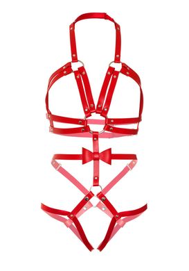 Leg Avenue Studded O-ring harness teddy Red L