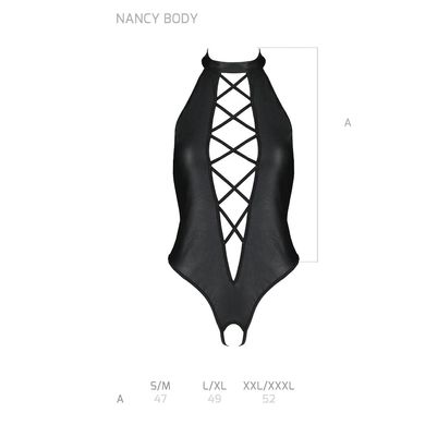 Боді з еко-шкіри з імітацією шнурівки та відкритим доступом Nancy Body black XXL/XXXL - Passion