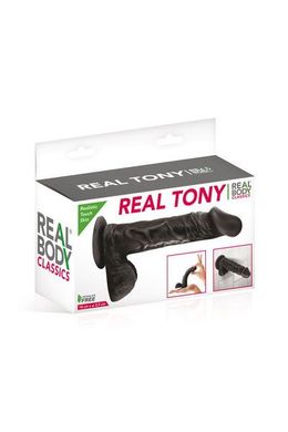 Фалоімітатор Real Body — Real Tony Black, TPE, діаметр 3,5 см
