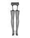 Сетчатые чулки-стокинги с цветочным рисунком Obsessive Garter stockings S207 XL/XXL, черные, имитаци