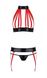 Комплект жіночої білизни з ремінців Passion Aziza S/M, червоний, бюстгальтер, пояс, стринги