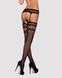 Чулки-стокинги с комбинированной сеткой Obsessive Garter stockings S214 S/M/L, черные, имитация гарт
