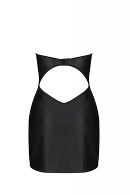 Мини-платье из экокожи CELINE CHEMISE black 6XL/7XL — Passion: шнуровка, трусики в комплекте