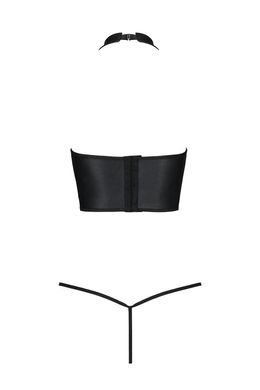 Комплект белья с открытой грудью Passion GENEVIA SET WITH OPEN BRA L/XL black, корсет, стринги