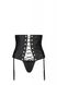 Пояс-корсет з екошкіри Passion Celine Set with Open Bra 4XL/5XL black, шнурівка, пажі, стрінги