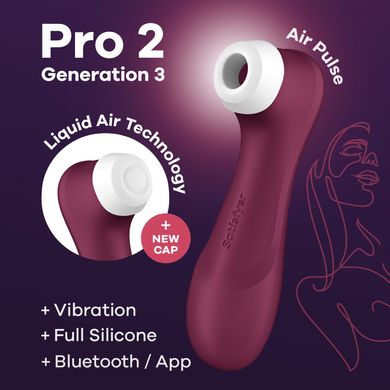 Вакуумный клиторальный стимулятор Satisfyer Pro 2 Generation 3 with Liquid Air Connect App Wine Red