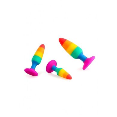 Силіконова анальна пробка Wooomy Hiperloo Silicone Rainbow Plug L, діаметр 3,9 см, довжина 13,1 см