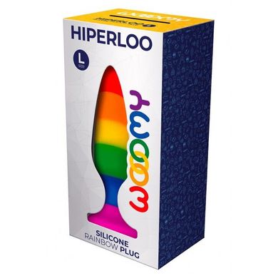 Силіконова анальна пробка Wooomy Hiperloo Silicone Rainbow Plug L, діаметр 3,9 см, довжина 13,1 см