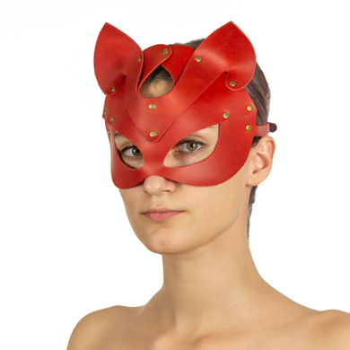 Преміум маска кішечки LOVECRAFT, натуральна шкіра, червона, подарункова упаковка