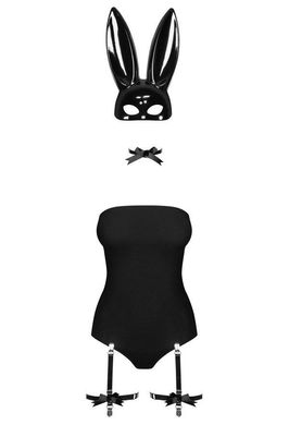 Еротичний костюм кролика Obsessive Bunny costume L/XL, black, боді, чокер, гартери, панчохи, маска