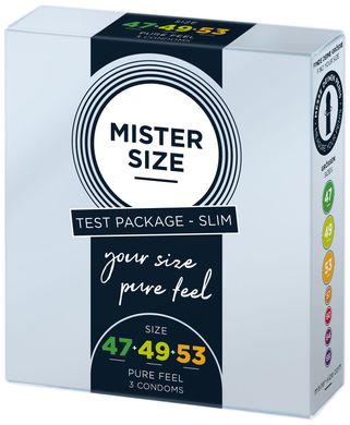 Набор презервативов Mister Size - pure feel - 47–49–53 (3 condoms), 3 размера, толщина 0,05 мм