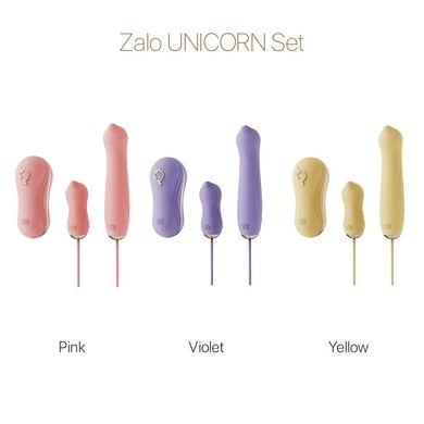 Набор 3в1 Zalo — UNICORN Set Yellow, виброяйцо, пульсатор, вакуумный стимулятор