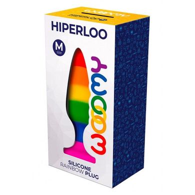 Силіконова анальна пробка Wooomy Hiperloo Silicone Rainbow Plug M, діаметр 2,9 см, довжина 11 см