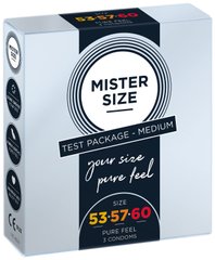 Набор презервативов Mister Size - pure feel - 53–57–60 (3 condoms), 3 размера, толщина 0,05 мм