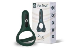 Двойное эрекционное кольцо Fun Town Rise Turquoise, управление со смартфона