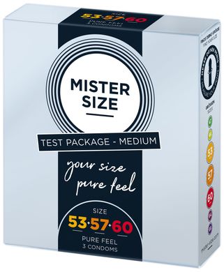 Набір презервативів Mister Size - pure feel - 53–57–60 (3 condoms), 3 розміри, товщина 0,05 мм