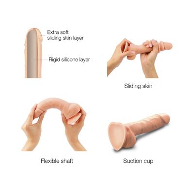 Реалістичний фалоімітатор Strap-On-Me Sliding Skin Realistic Dildo Vanille - XXL, ефект рухливої шкі