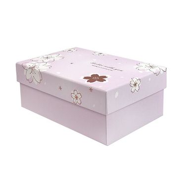 Подарочная коробка с цветами розовая, L - 28.5х21.5х11 cм