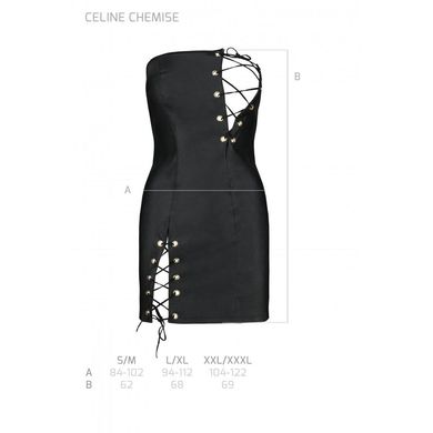 Мінісукня з екошкіри Celine Chemise black L/XL — Passion: шнурівка, трусики в комплекті