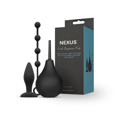 Набір новачка для анальної стимуляції Nexus ANAL BEGINNER KIT, спринцівка 224 мл, анальне намисто 20
