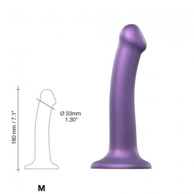 Насадка для страпону Strap-On-Me Mono Density Dildo Violet M, діам. 3,3 см, одношаровий силікон, гну