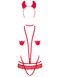 Еротичний костюм чортика зі стреп Obsessive Evilia teddy red L/XL, боді, чокер, накладки на соски, о