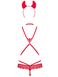Еротичний костюм чортика зі стреп Obsessive Evilia teddy red L/XL, боді, чокер, накладки на соски, о